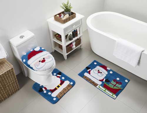 Christmas Santa 3pc. Bath Rug Set