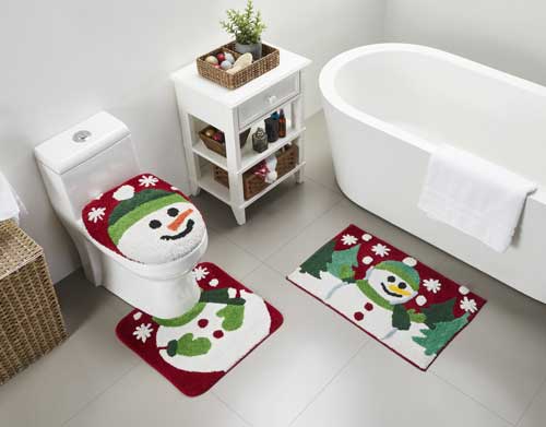 Christmas Snowman 3pc. Bath Rug Set