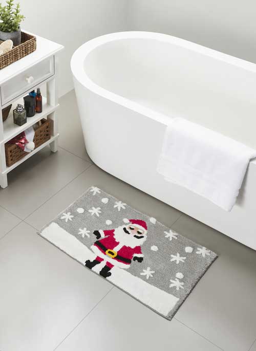 Christmas Santa Snowflake Bath Rug 18" x 30"