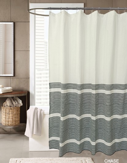 Chase Cotton Shower Curtain Navy