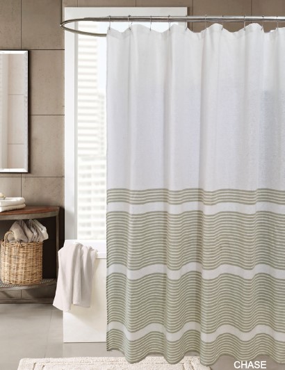 Chase Cotton Shower Curtain Sage