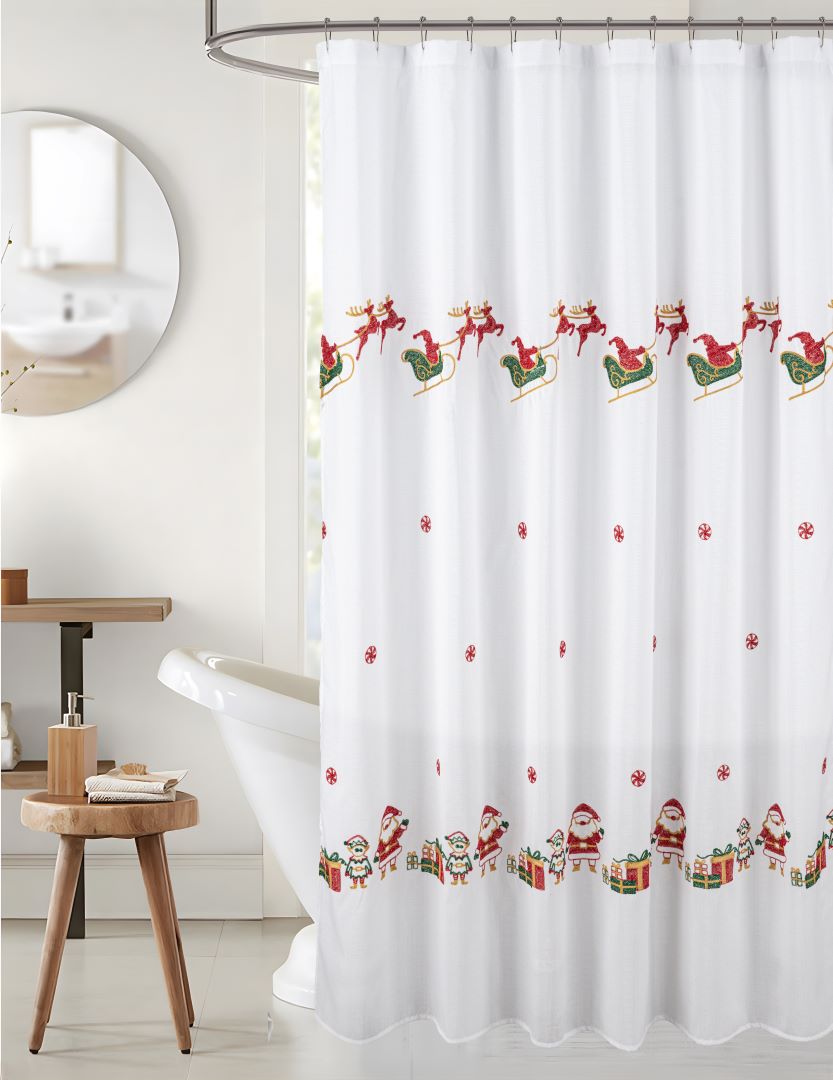 Xmas Elf Emb Shower Curtain