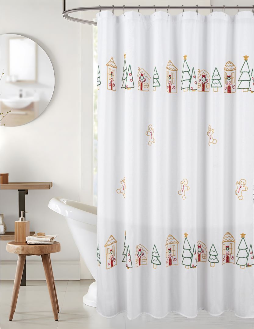 Xmas Gingerbread Emb Shower Curtain