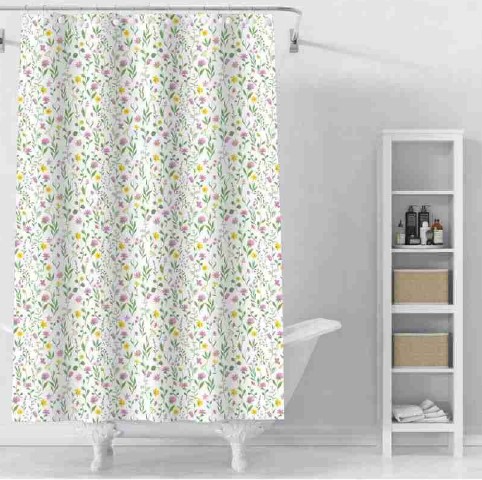 Peva Flower Print 13pc Shower Curtain Set