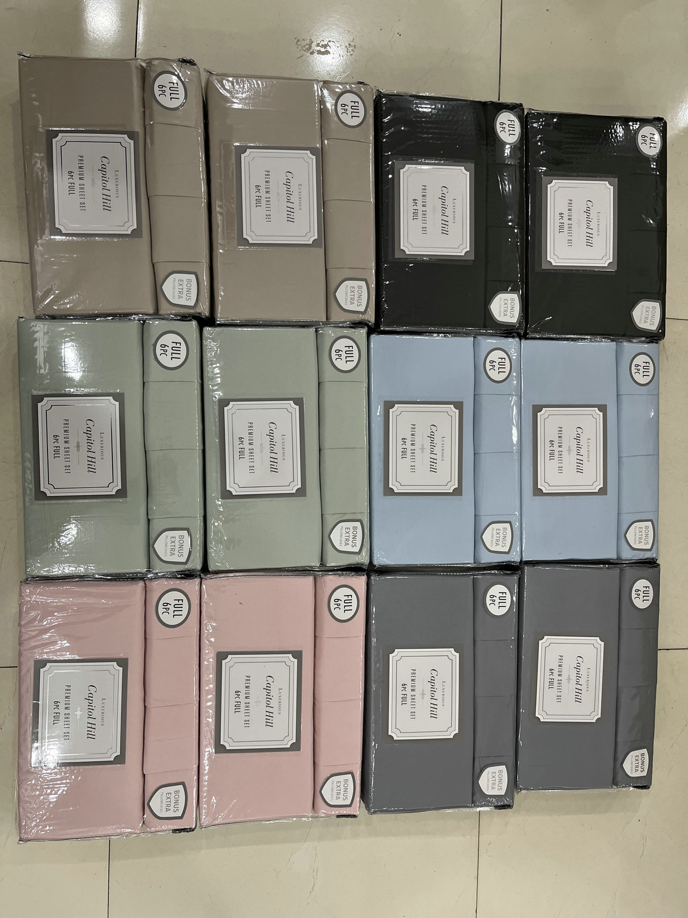 Capitol Hill Solid 6pc Sheet Set Asst. Full