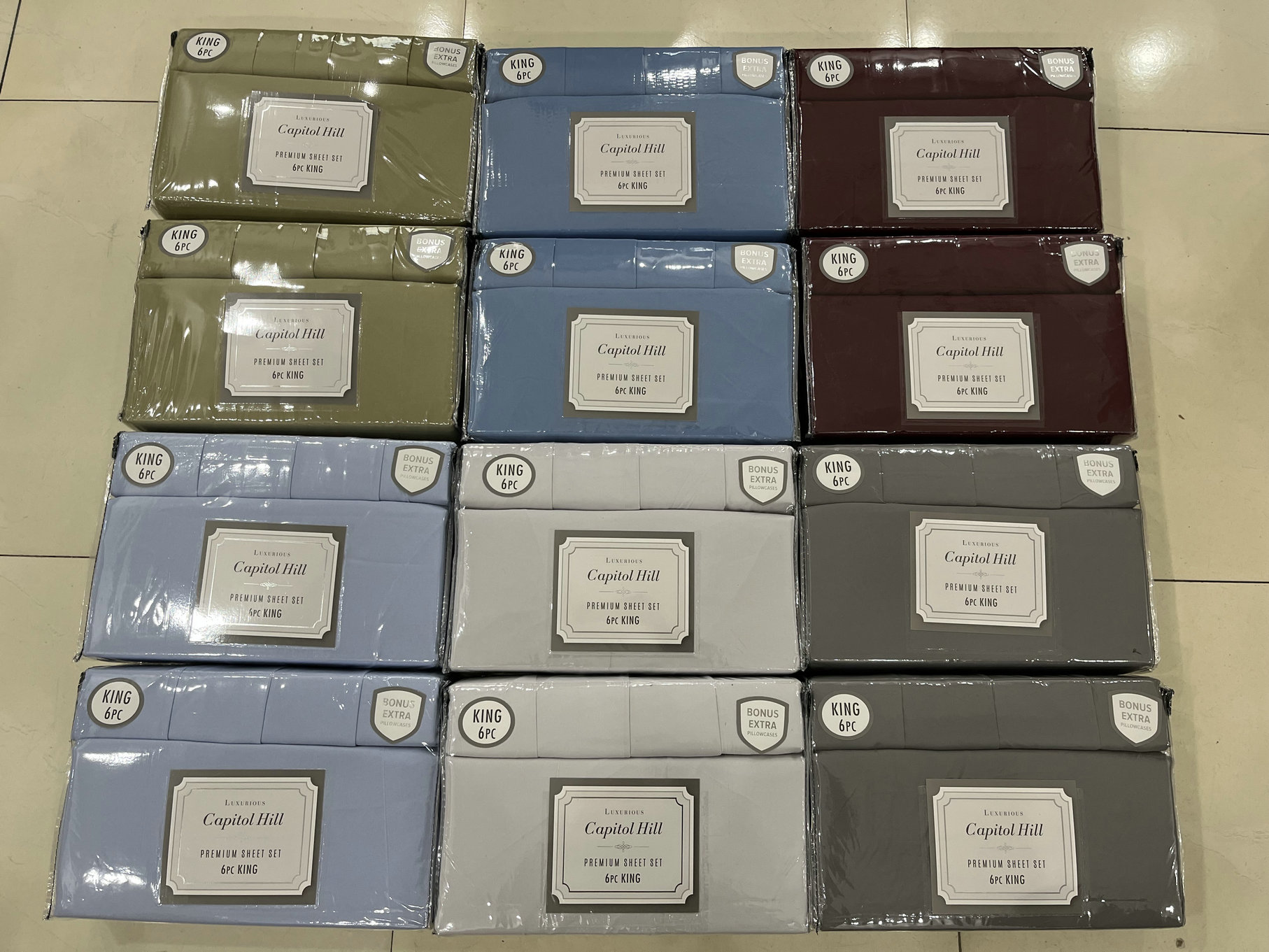 Capitol Hill Solid 6pc Sheet Set Asst. King