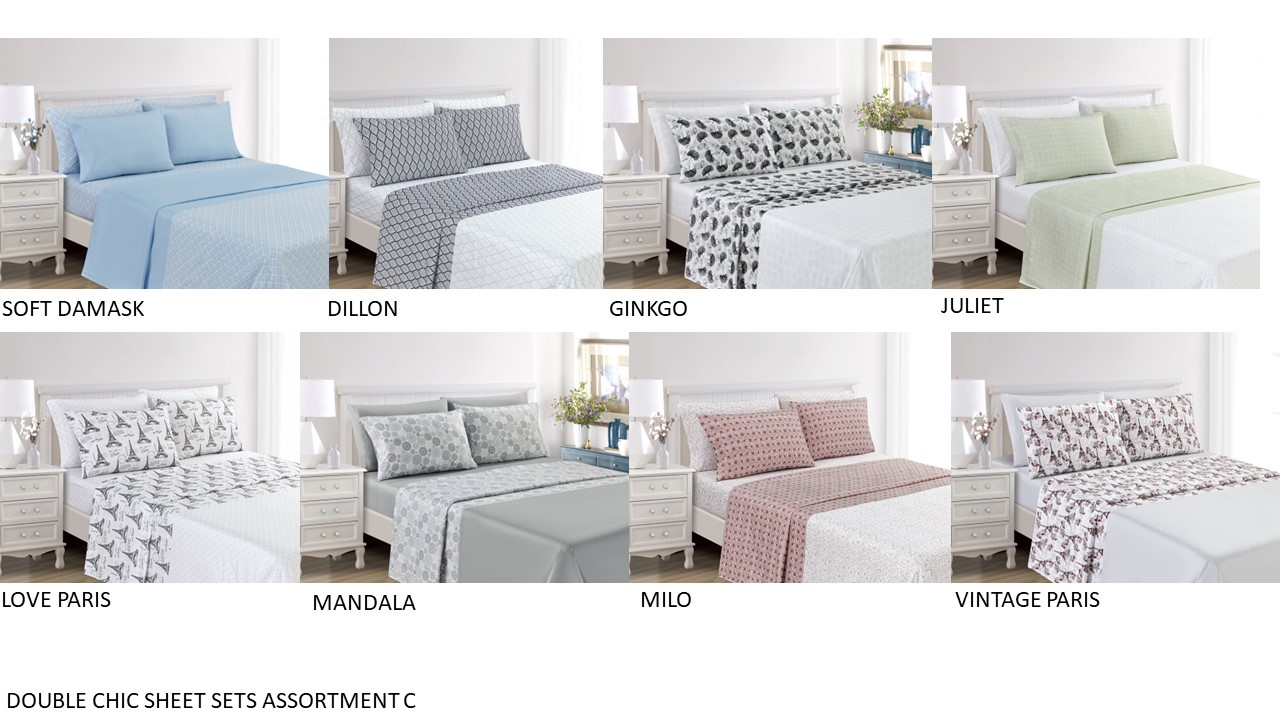 Double Chic 6pc Sheet Set Assortment C -Queen