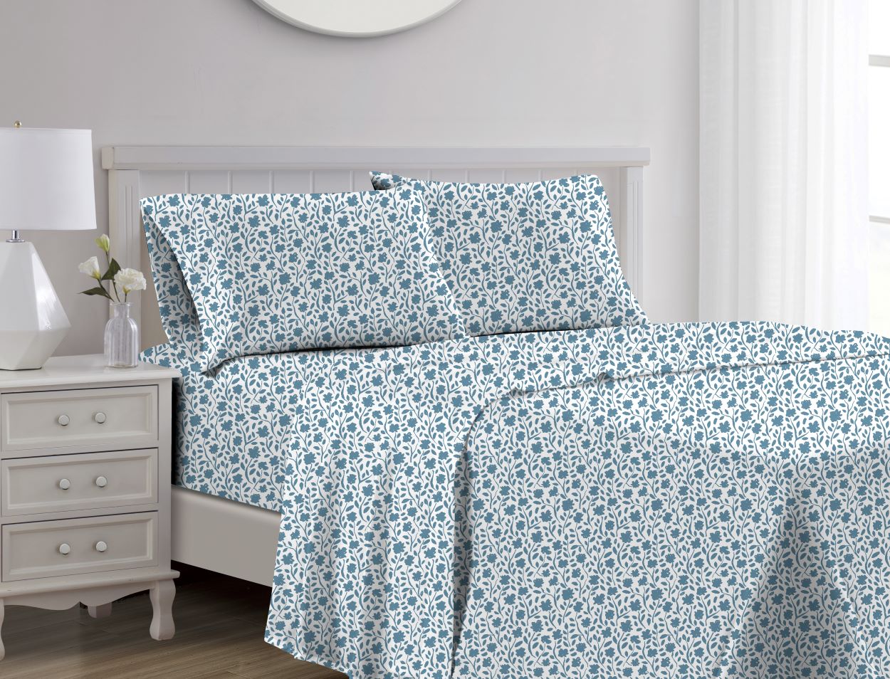 Edina 1000TC CVC Sheet Set Blue King