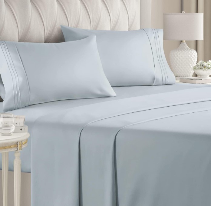 Hamilton Heights 4pc Solid Sheet Set Queen Blue