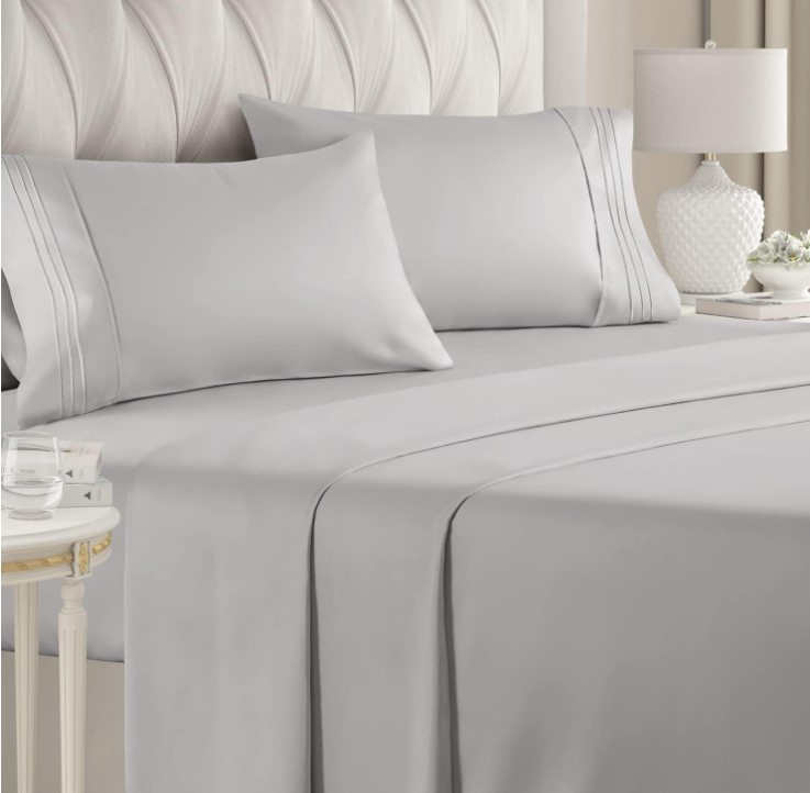 Hamilton Heights 4pc Solid Sheet Set King Silver