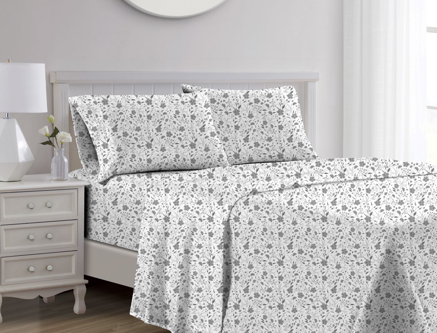 Lucy 1000TC CVC Sheet Set Silver Queen