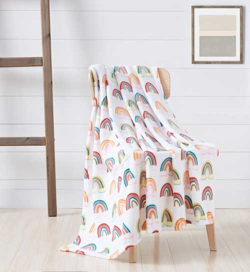 Novelty Boho Rainbow Printed Flannel Throw 50"x 60"