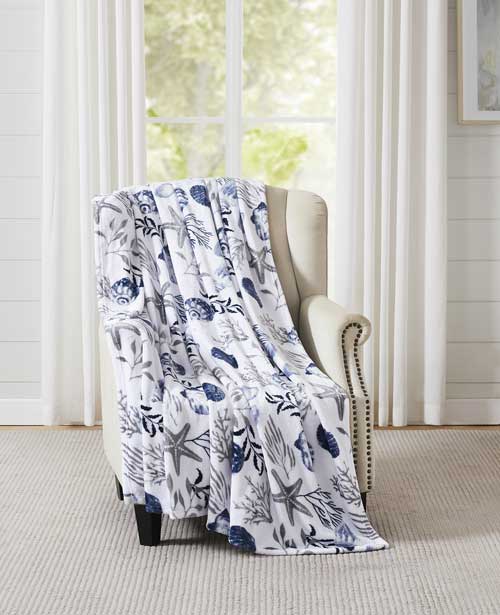 Coastal St. Lucia Printed Flannel Throw 50"x70"