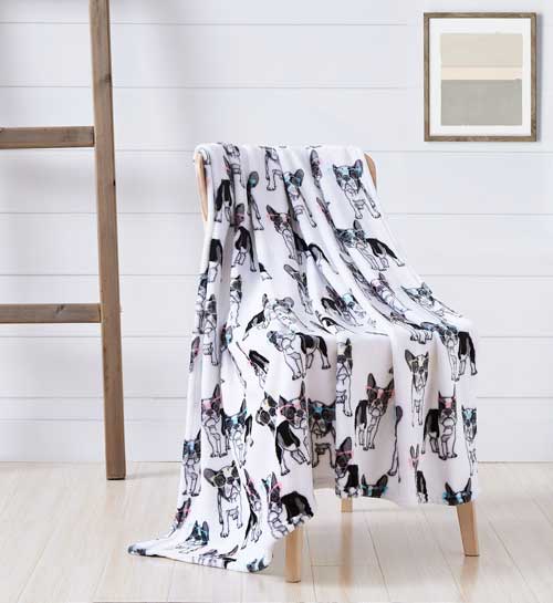Novelty Dogs in Glasses Printed Flannel Throw 50"x 60"