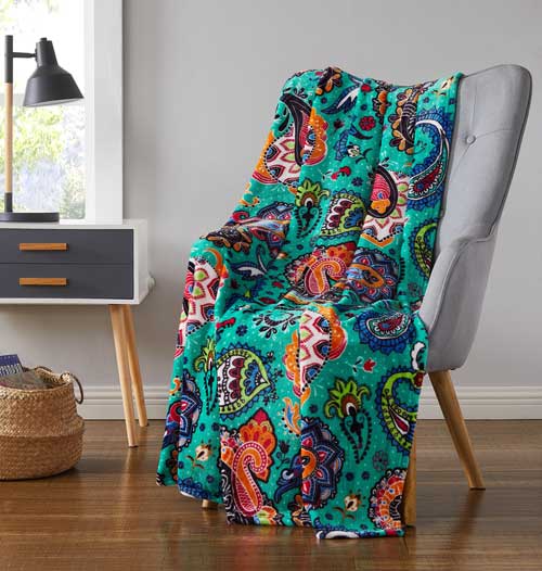 Jacobean Printed Flannel Throw 50"/60"