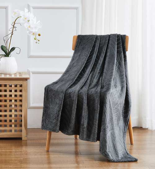 Jacquard Collection Ferns Throw 50"x70" Charcoal