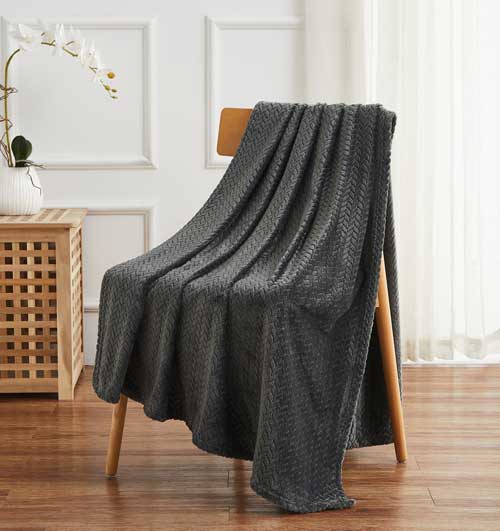 Jacquard Collection Herringbone Throw 50"x70" Charcoal