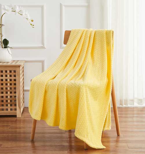 Jacquard Collection Herringbone Throw 50"x70" Yellow