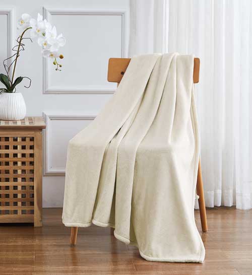Morgan Solid Matte Fleece Throw 50"x70" Beige