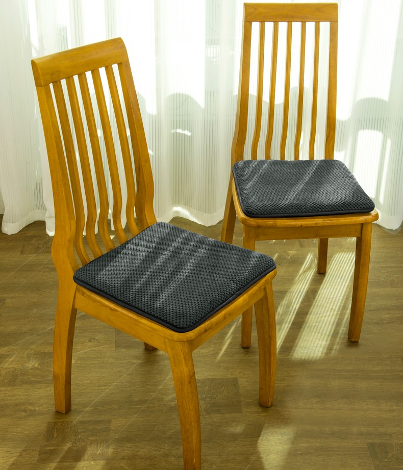 Stacy 2pk Flannel Stripe Chair Pad 16"x16" Charcoal