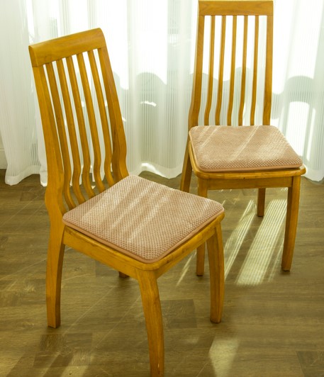 Stacy 2pk Flannel Stripe Chair Pad 16"x16" Taupe