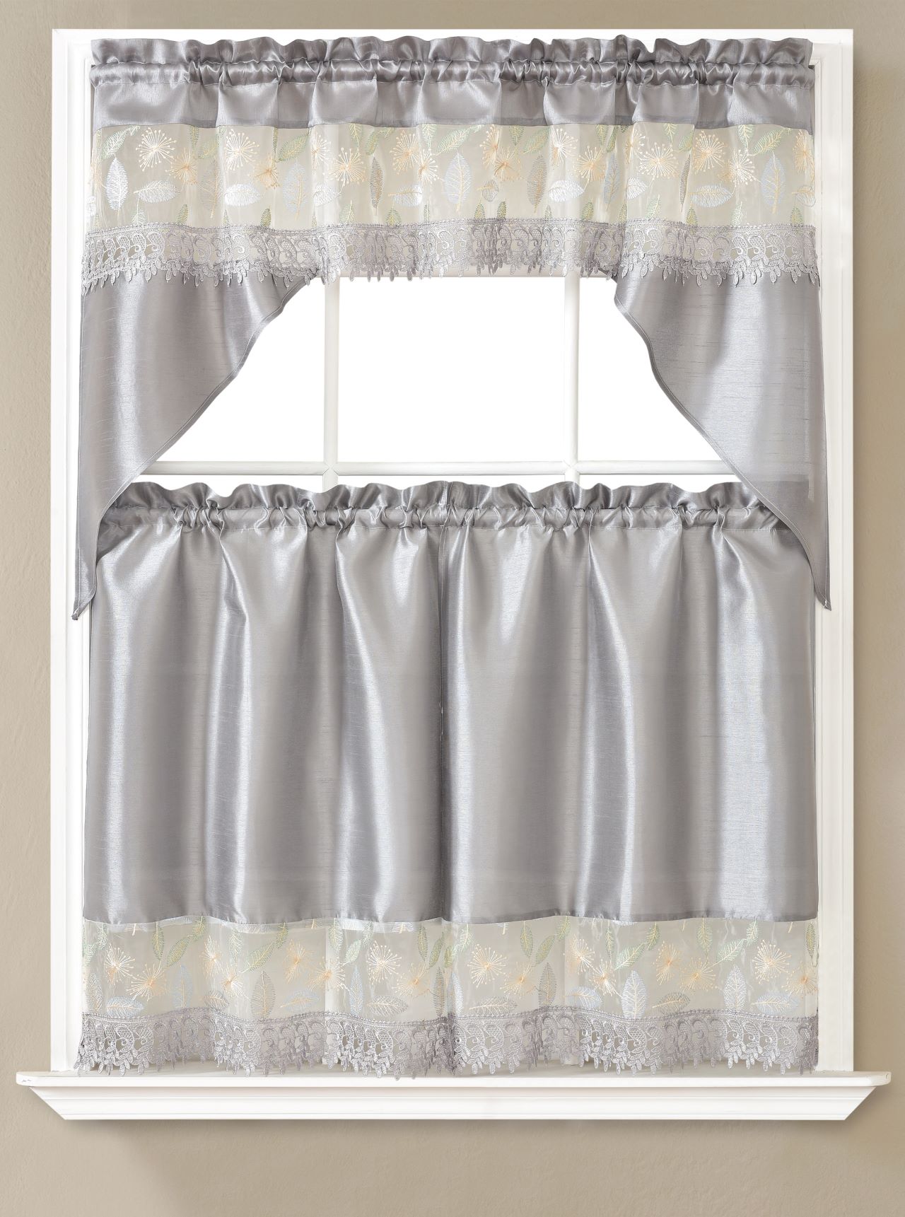 Leaf Emb Macrame KC Grey