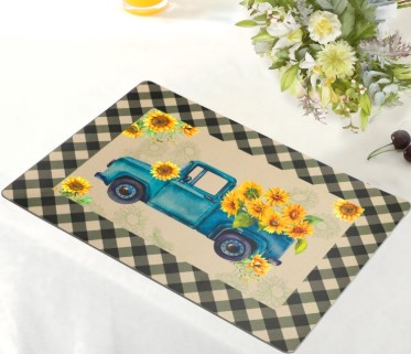 Cucina Sunflower Plaid 4pk Kitchen Placemats