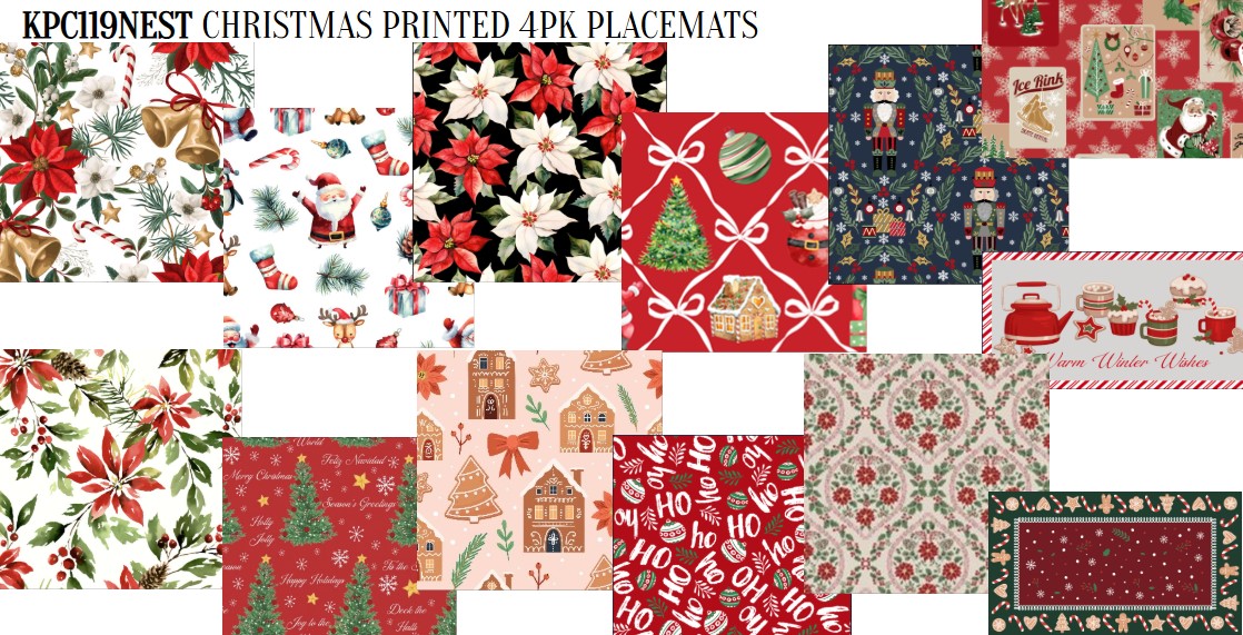 Xmas25  4pk Kitchen Placemats Nest