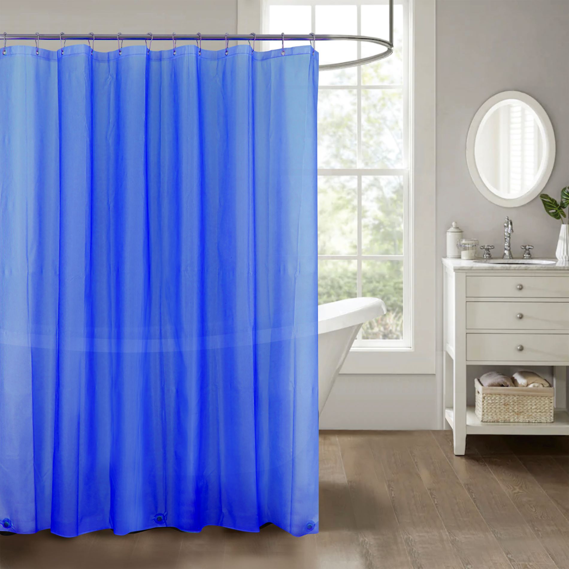Ethan Home Stripe Embossed Peva Liner Blue