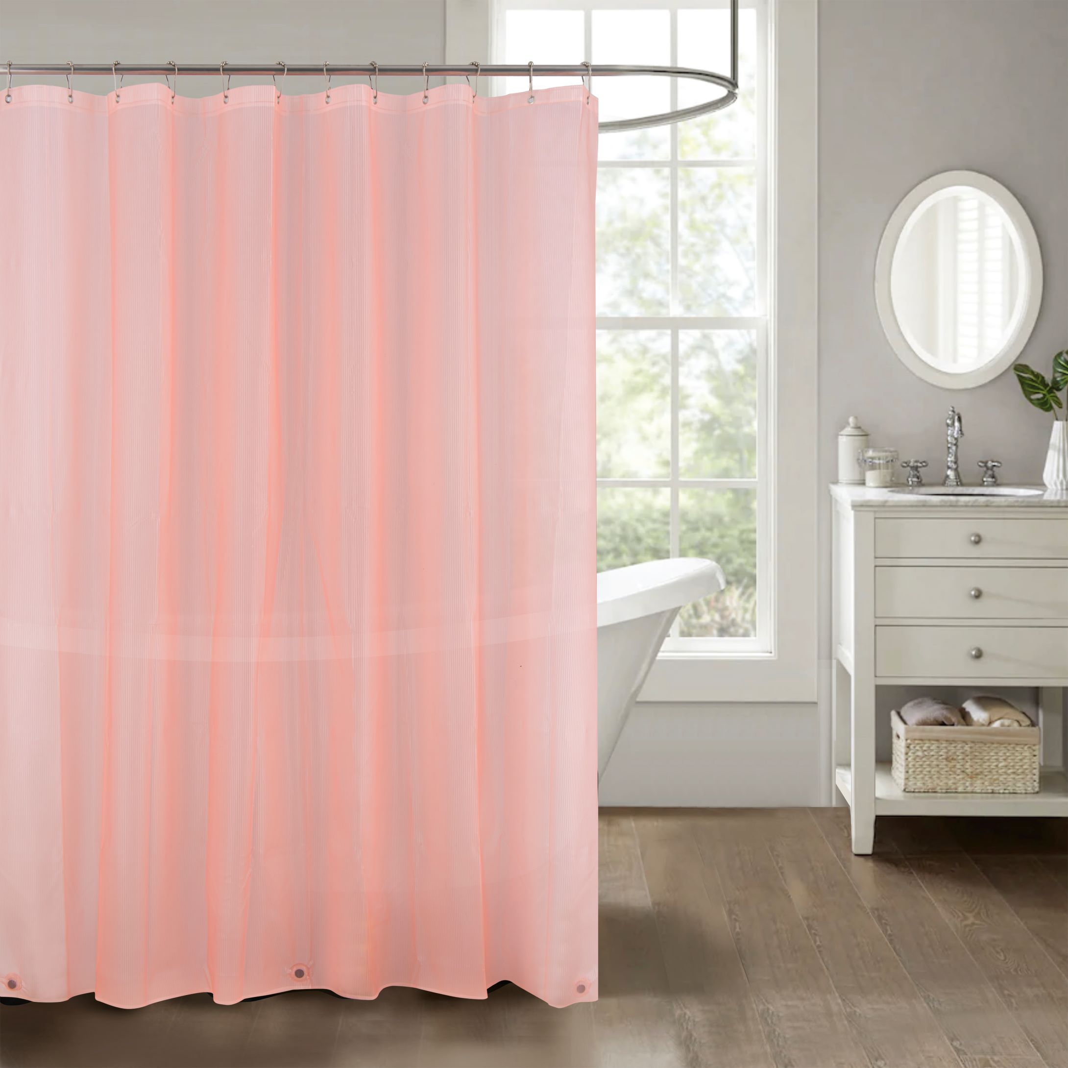 Ethan Home Stripe Embossed Peva Liner Blush