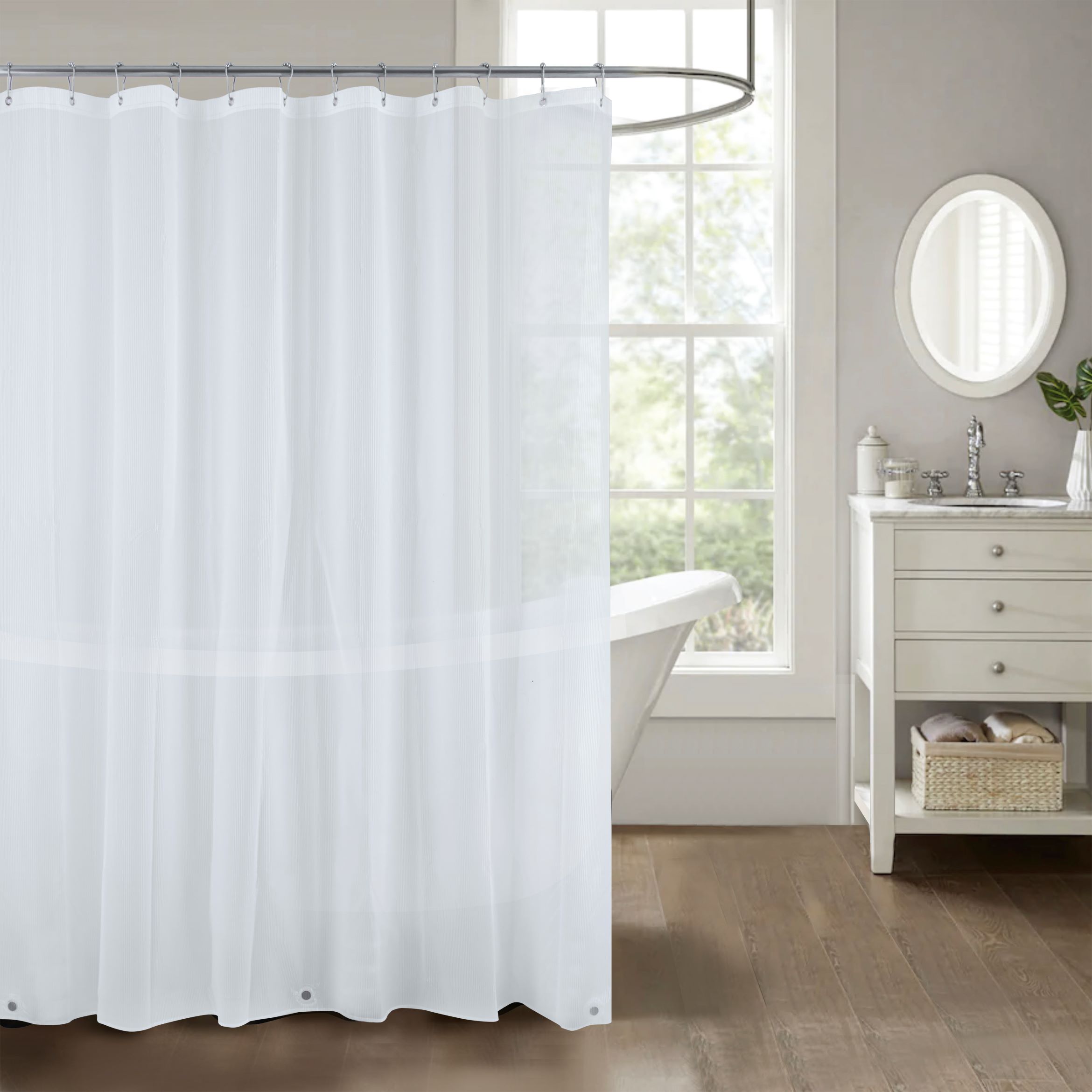 Ethan Home Stripe Embossed Peva Liner Clear