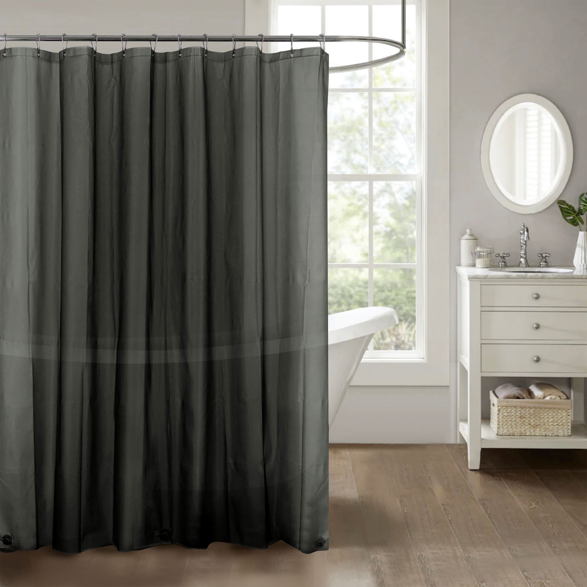 Ethan Home Stripe Embossed Peva Liner Grey