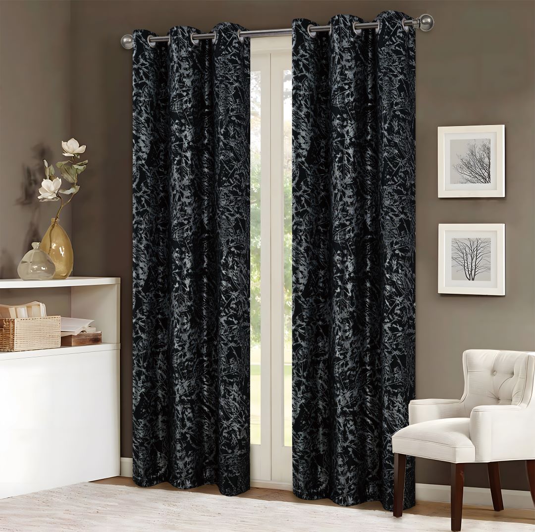 Brighton Foil Jacquard Grom Panel 84" Black