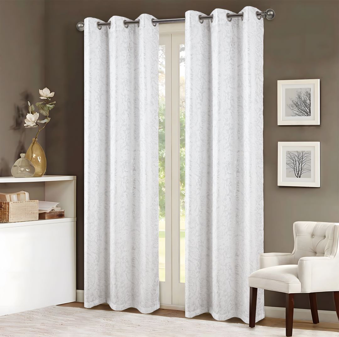 Brighton Foil Jacquard Grom Panel 84" White/Silver