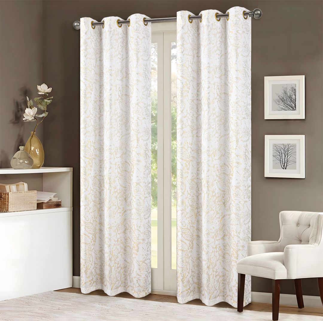 Brighton Foil Jacquard Grom Panel 84" White/Gold