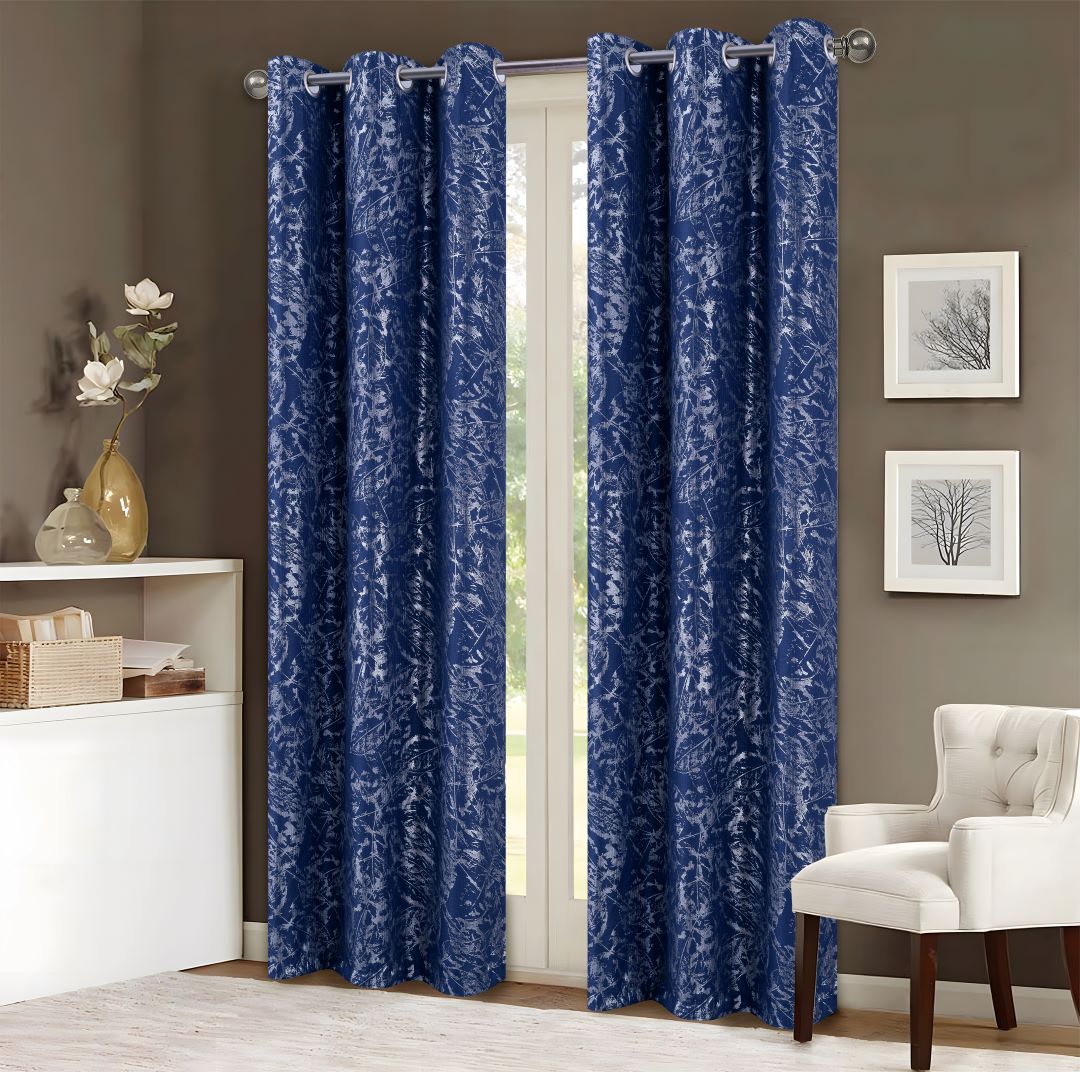Brighton Foil Jacquard Grom Panel 84" Navy