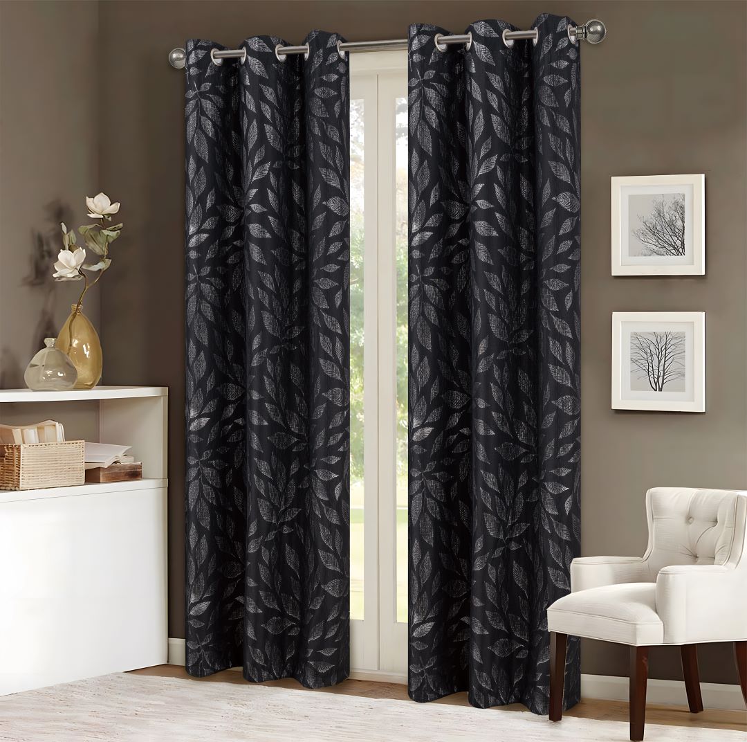 Bexley Foil Jacquard Grom Panel 84" Black