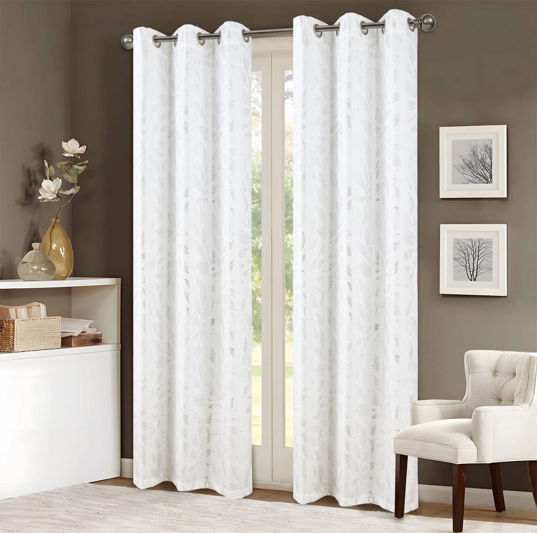 Bexley Foil Jacquard Grom Panel 84" White/Silver