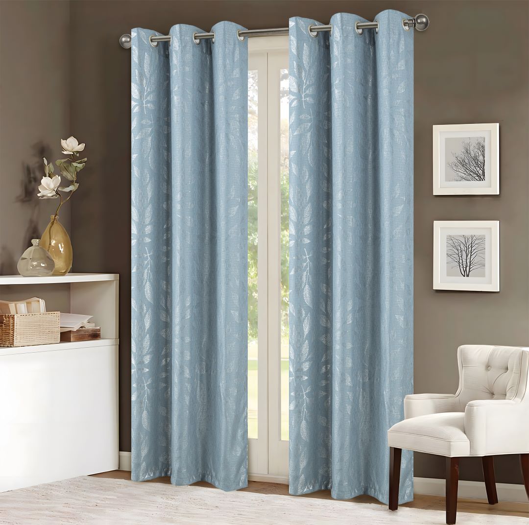 Bexley Foil Jacquard Grom Panel 84" Wedgewood