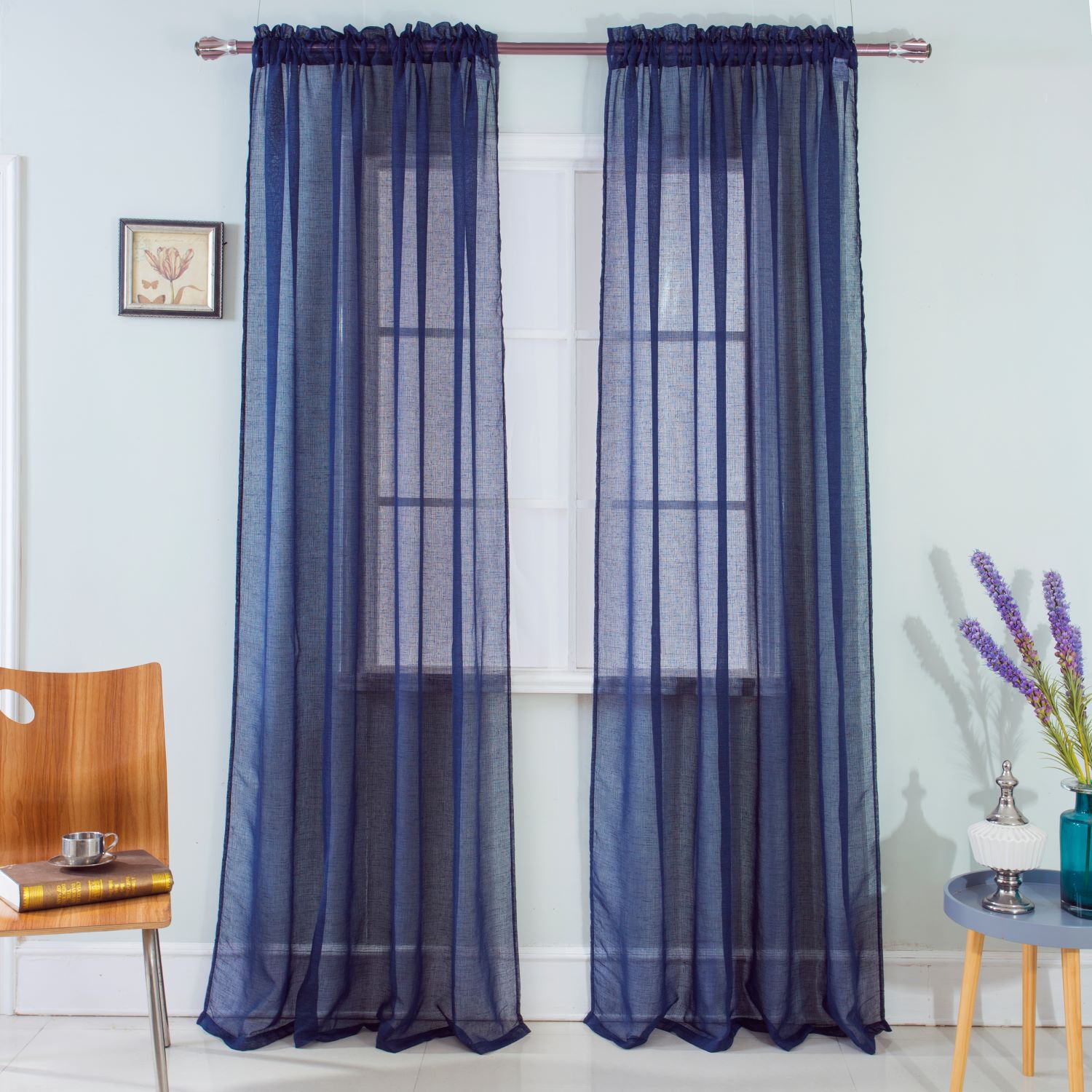Astro Textured Rod Pocket Panel 90" Navy Blue