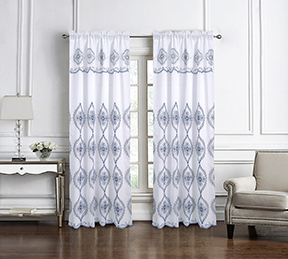 Arcadia Embroidered Panel 90" Navy