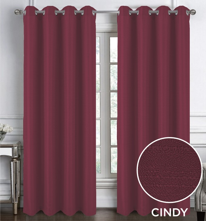 Cindy Textured Grommet Panel 95 Burgundy