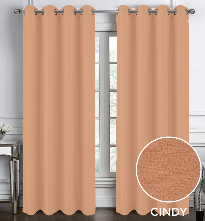 Cindy Textured Grommet Panel 95 Peach