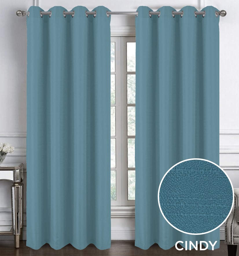 Cindy Textured Grommet Panel 95 Wedgewood