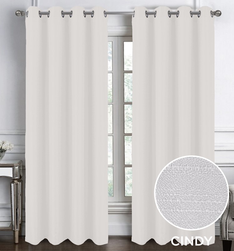 Cindy Textured Grommet Panel 105 White