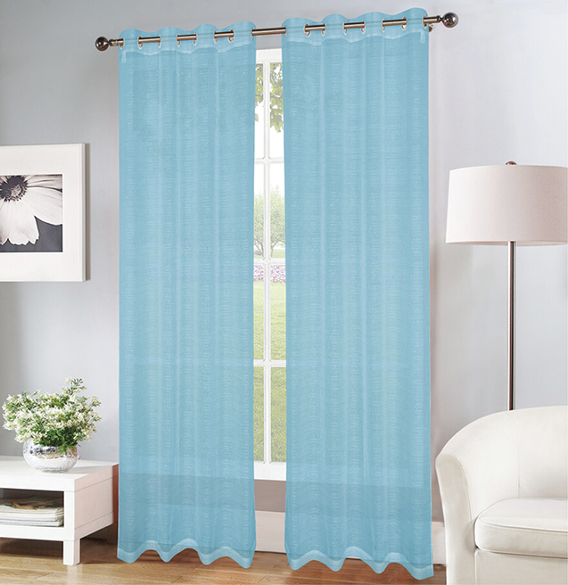 Erica Doily Stripe Grommet Panel 90" Aqua