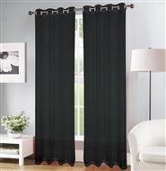 Erica Doily Stripe Grommet Panel 90" Black