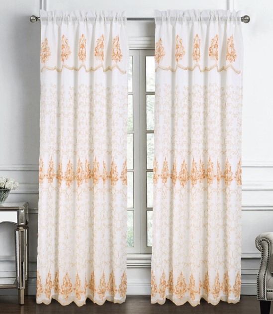 Ella Embroidered Panel 84" Orange