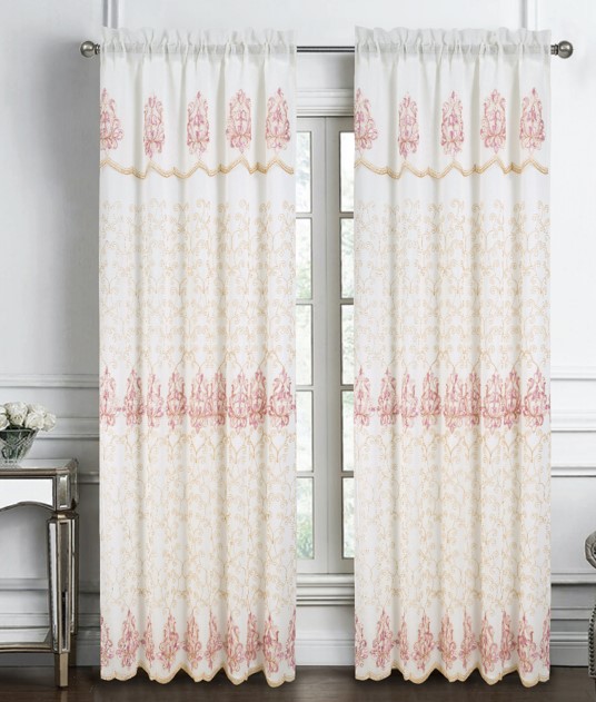 Ella Embroidered Panel 84" Pink