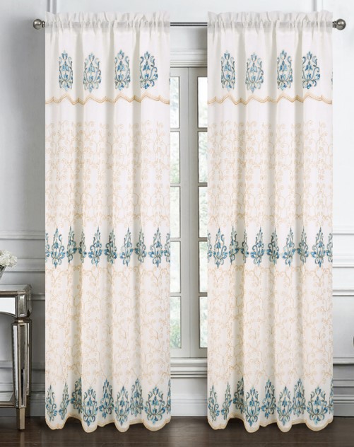 Ella Embroidered Panel 84" Teal